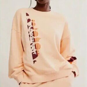 NWT Free People FP Movement All Star Buti Logo Pullover peach pastel combo - L